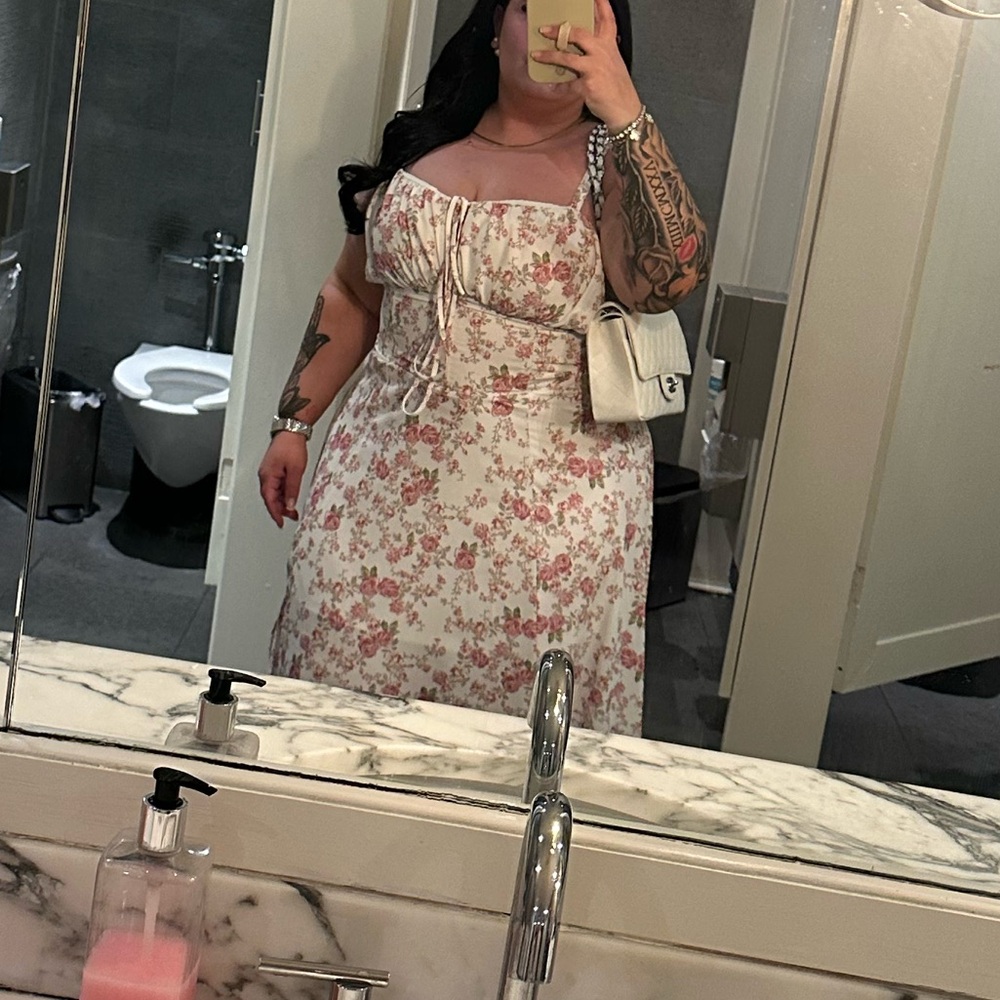 Floral Lace-Up Dress